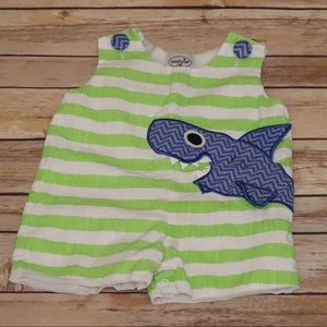 Mud pie shark striped romper!  NWOT!